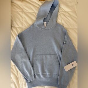 Alo Yoga Scholar Hooded Sweater Celestial Blue Sold out Small $218 Retail!